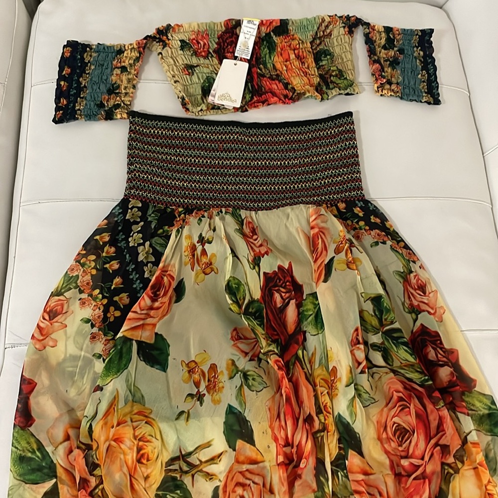 NWT AGUA BENDITA Coord matching Provence rose set crop top harem pants M - Picture 6 of 14